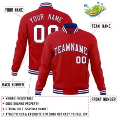 Red White-Red Classic Varsity Full-Snap Letterman Jacket 4