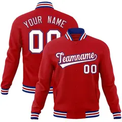 Red White-Red Classic Varsity Full-Snap Letterman Jacket 1