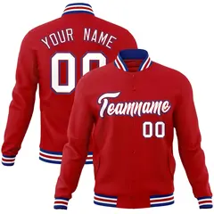 Red White-Red Classic Varsity Full-Snap Letterman Jacket