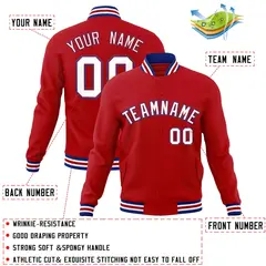 Red White-Red Classic Varsity Full-Snap Letterman Jacket 4