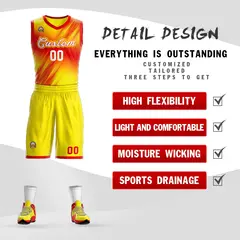 Red White-Red Gradient Fashion Slash Basketball Jersey Sets 2