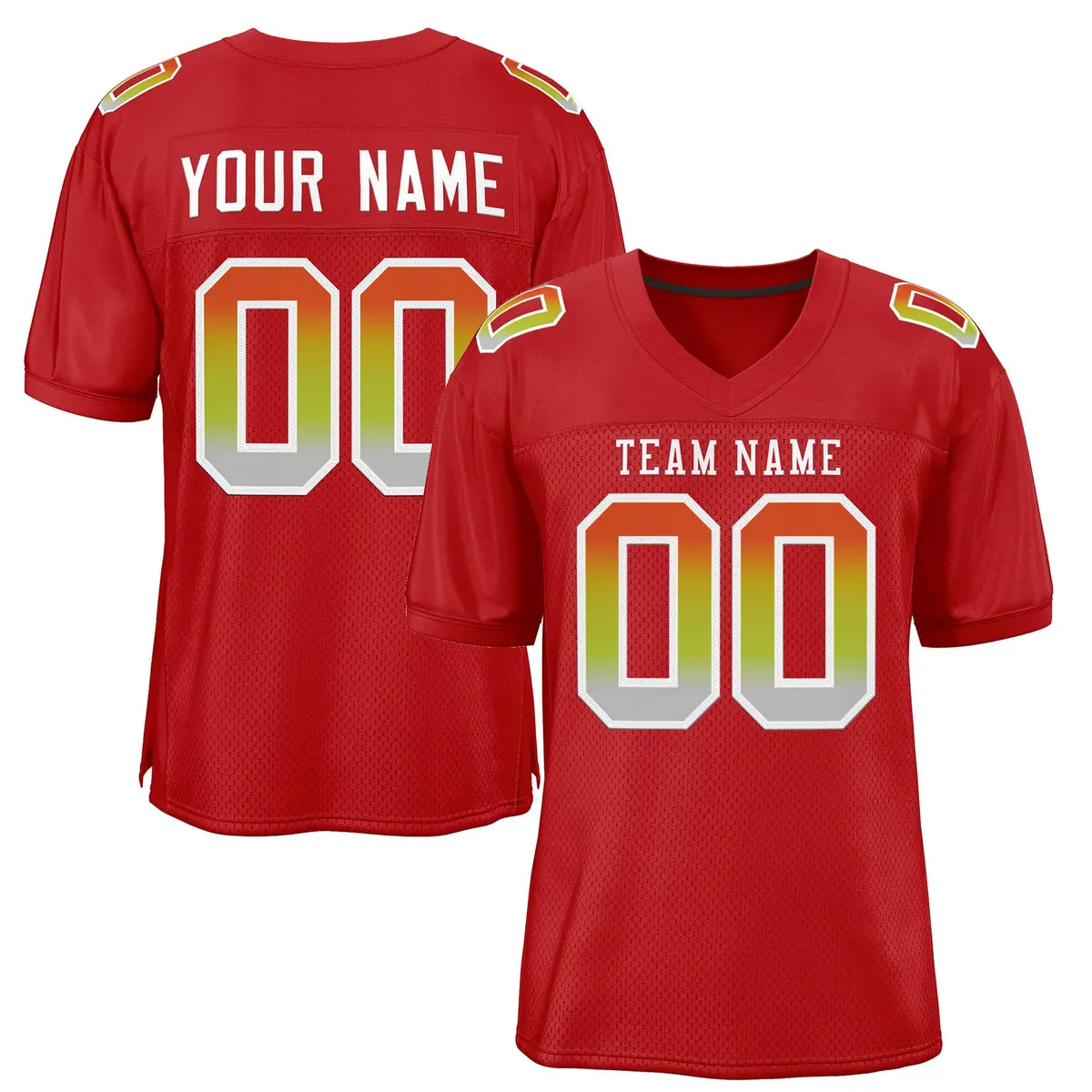 Red White-Red Gradient Outdoor Football Jersey