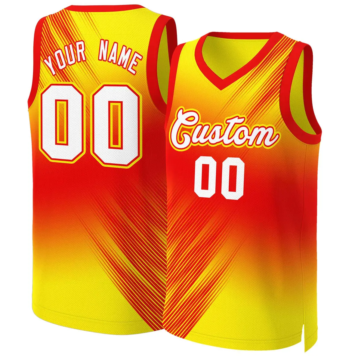 Red White-Red Gradient Slash Basketball Jersey