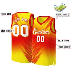 Red White-Red Gradient Slash Basketball Jersey 2