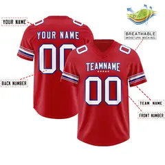 Red White Retro Sleeve Line Authentic Football Jersey 2