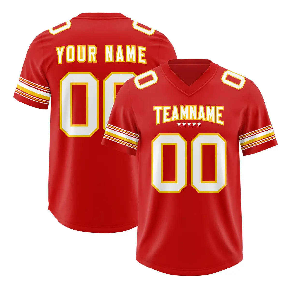 Red White Retro Sleeve Line Authentic Football Jersey