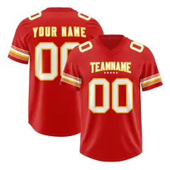 Red White Retro Sleeve Line Authentic Football Jersey