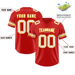 Red White Retro Sleeve Line Authentic Football Jersey 2