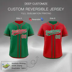 Red White Reversible Baseball Jersey Moisture-Wicking 2