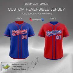 Red White Reversible Baseball Jersey Moisture-Wicking 2