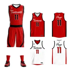 Red White Reversible Basketball Jersey Sets Uniforms
