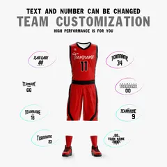 Red White Reversible Basketball Jersey Sets Uniforms 5