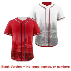 Red White Reversible City Graffiti Fade-Resistant Baseball Jersey 8