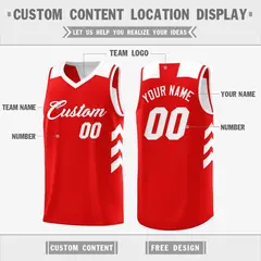 Red White Reversible Double Side Basketball Jersey 3