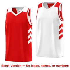 Red White Reversible Double Side Basketball Jersey 7