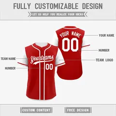 Red White Reversible Raglan Sleeves Baseball Jersey 3