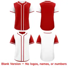 Red White Reversible Raglan Sleeves Baseball Jersey 9
