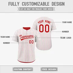 Red White Reversible Stripe Baseball Jersey 3