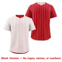 Red White Reversible Stripe Baseball Jersey 8