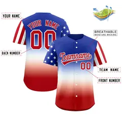 Red White Royal Blue American Flag Graffiti Split Independence Day Baseball Jersey 2