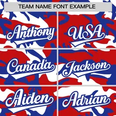 Red White Royal Blue Camo Gradient Fashion Baseball Jersey 3