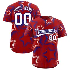 Red White Royal Blue Graffiti Star Ink Baseball Jersey 1