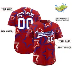 Red White Royal Blue Graffiti Star Ink Baseball Jersey 2