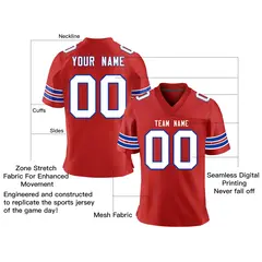 Red White-Royal Classic Mesh Authentic Football Jersey 2