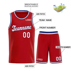 Red White-Royal Classic Sports Uniform Basketball Jersey 3