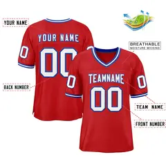 Red White-Royal Classic Style Authentic Football Jersey 2