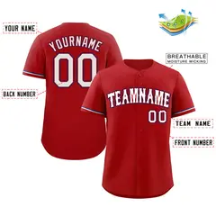 Red White-Royal Classic Style Baseball Jersey 2