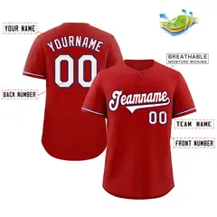 Red White-Royal Classic Style Baseball Jersey 2