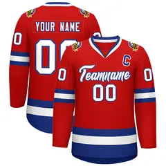Red White-Royal Classic Style Hockey Jersey