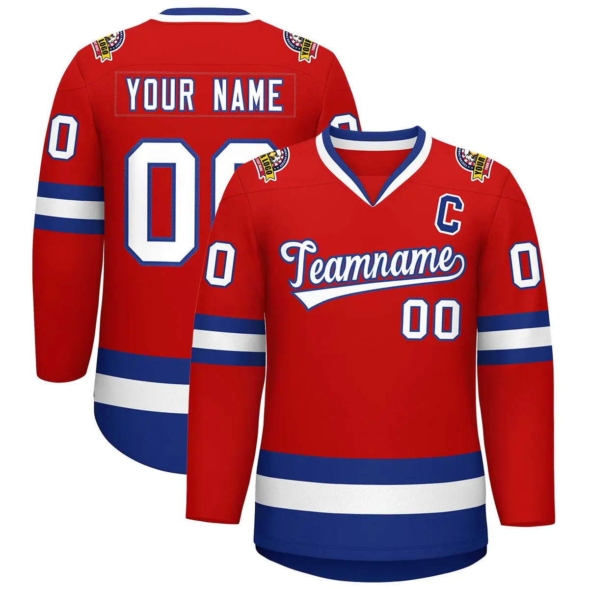 Red White-Royal Classic Style Hockey Jersey
