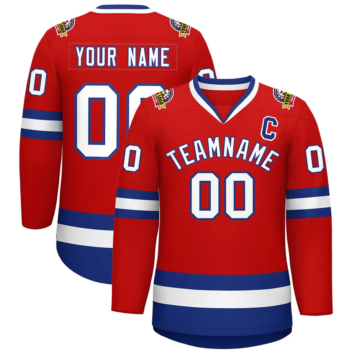 Red White-Royal Classic Style Hockey Jersey