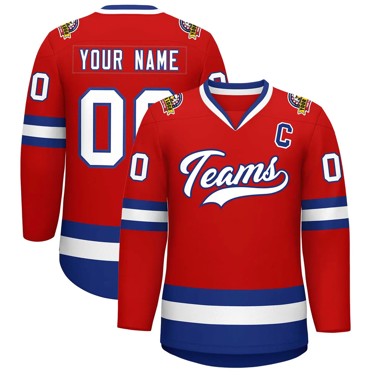 Red White-Royal Classic Style Hockey Jersey