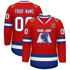Red White-Royal Classic Style Hockey Jersey 1