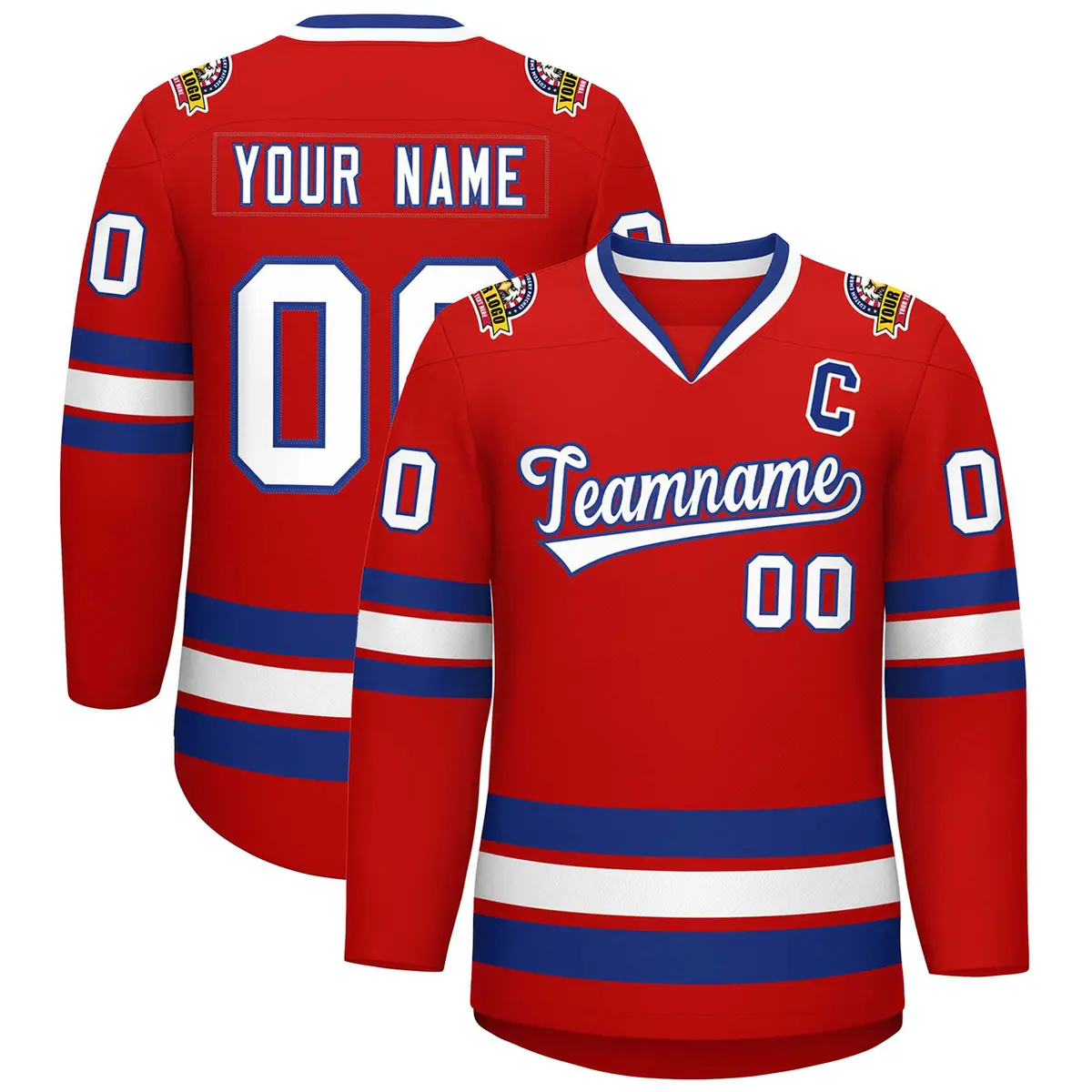 Red White-Royal Classic Style Hockey Jersey