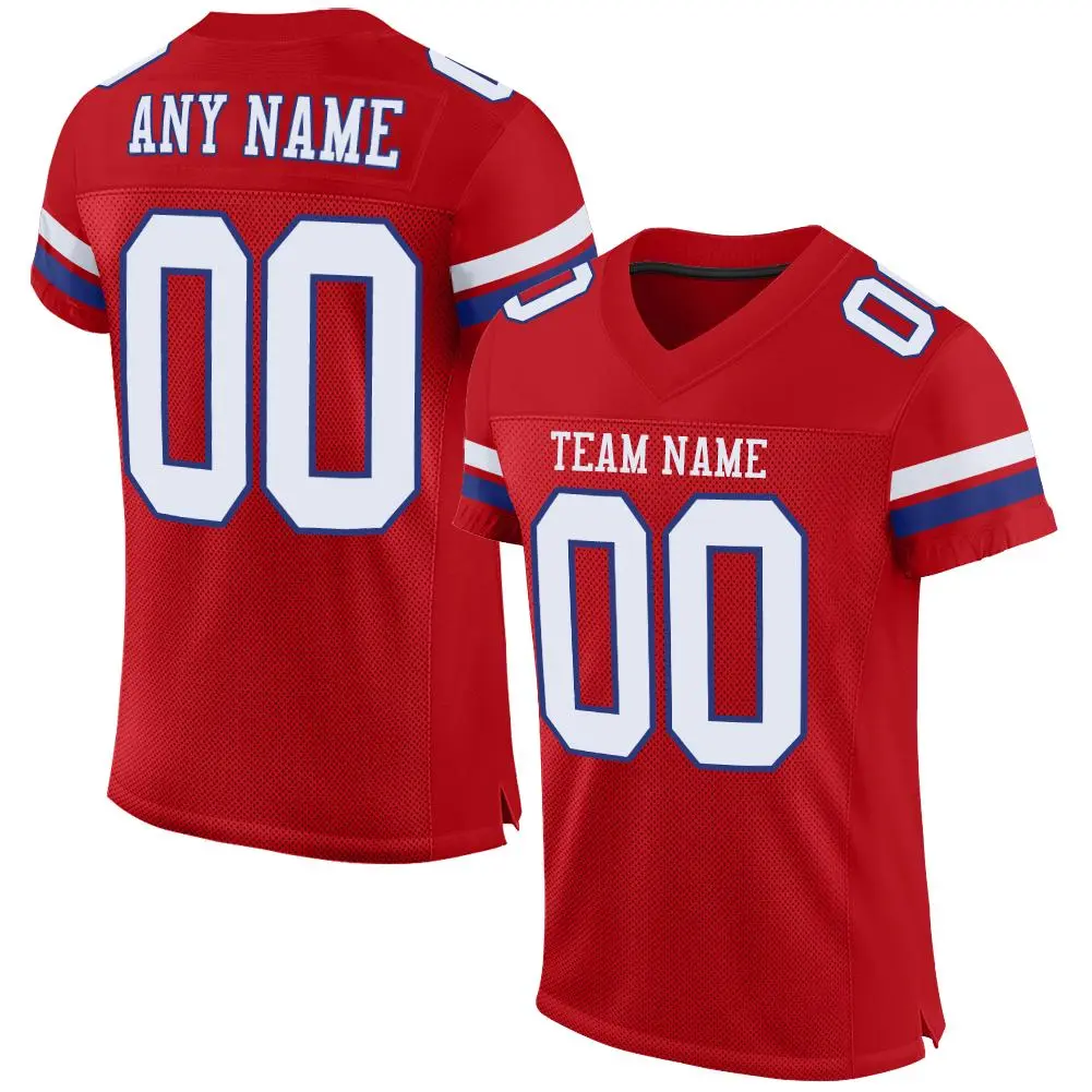 Red White-Royal Classic Style Mesh Football Jersey