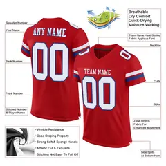 Red White-Royal Classic Style Mesh Football Jersey 2