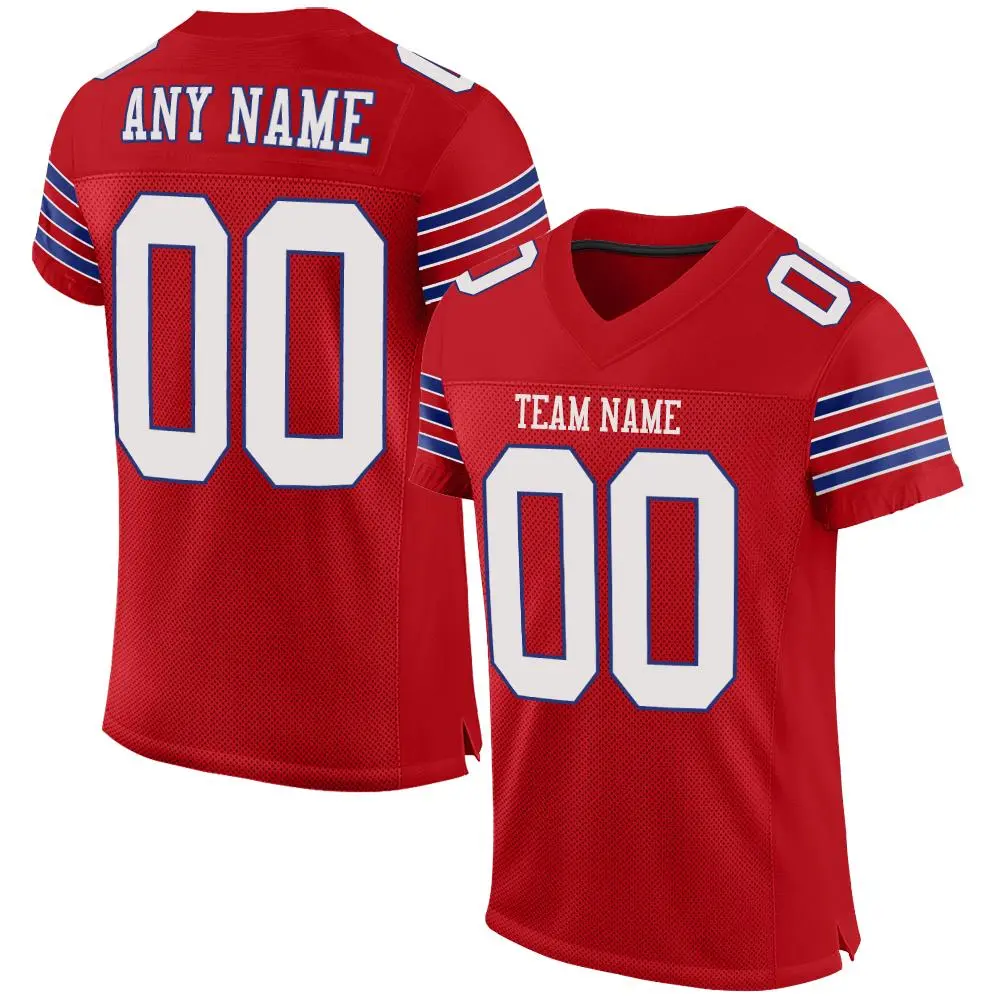 Red White-Royal Classic Style Mesh Football Jersey