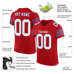 Red White-Royal Classic Style Mesh Football Jersey 2