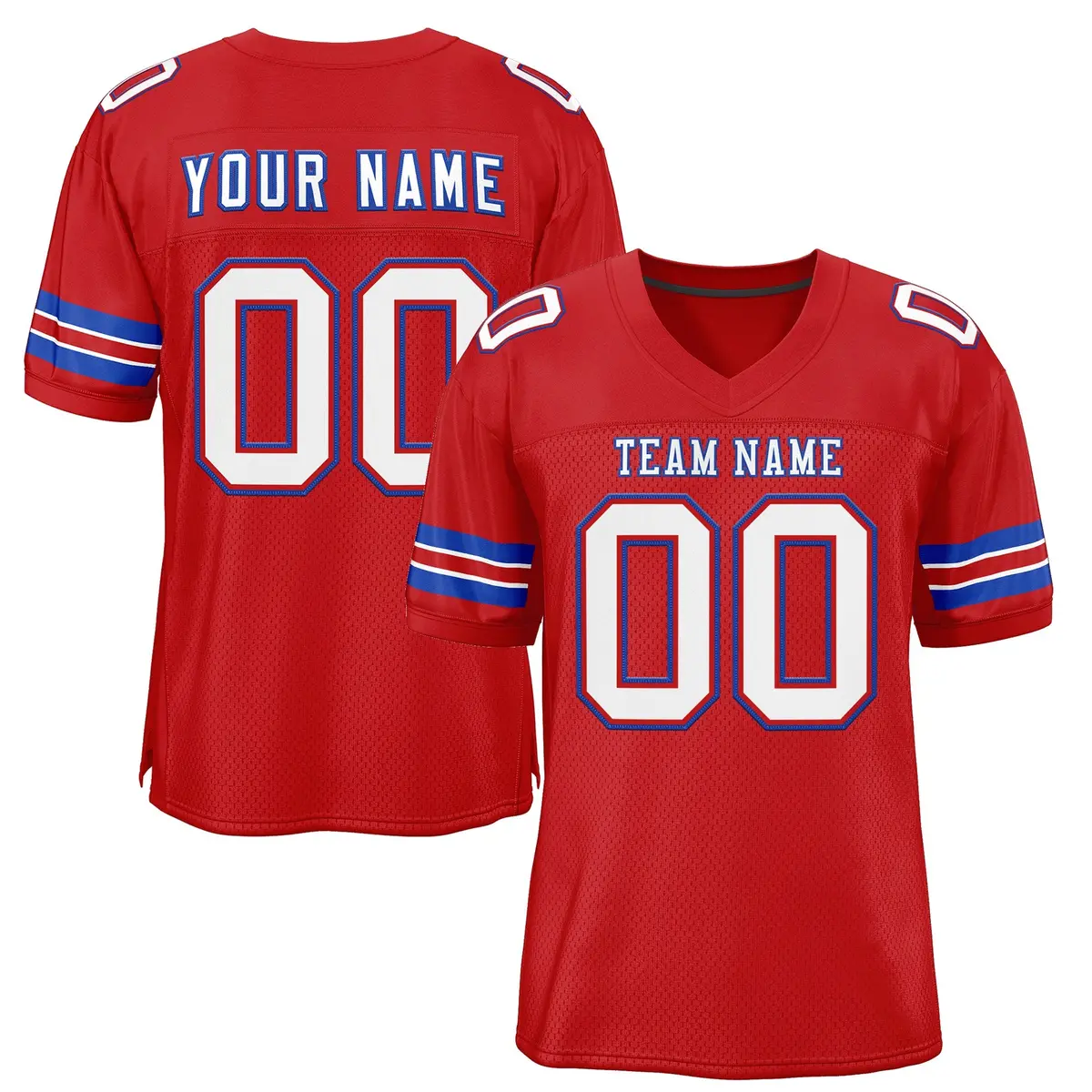 Red White-Royal Classic Style Mesh Football Jersey