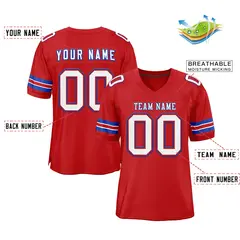 Red White-Royal Classic Style Mesh Football Jersey 2