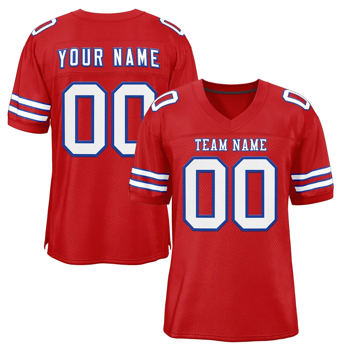 Red White-Royal Classic Style Mesh Football Jersey