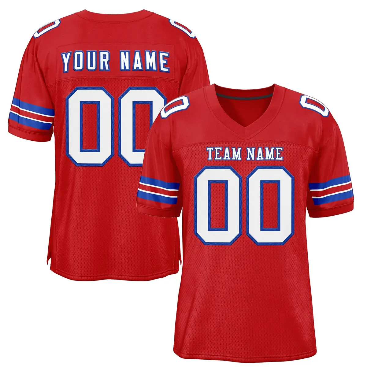 Red White-Royal Classic Style Mesh Football Jersey
