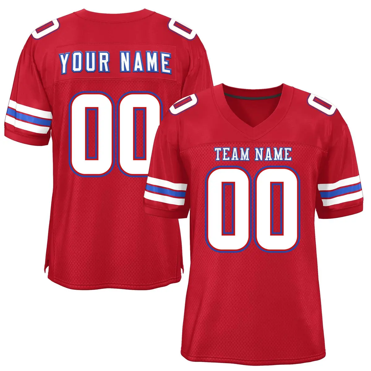 Red White-Royal Classic Style Mesh Football Jersey