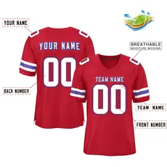 Red White-Royal Classic Style Mesh Football Jersey 2