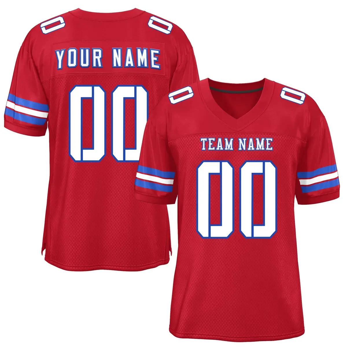 Red White-Royal Classic Style Mesh Football Jersey