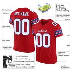 Red White-Royal Classic Style Mesh Football Jersey 2